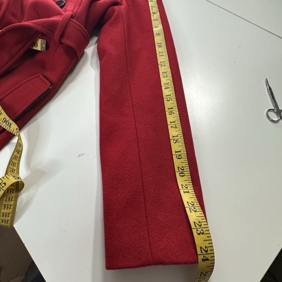 Vtg Y2K Guess Red Wool Blend Peacoat Jacket w/ Belt W Sz SM/M Winter Outerwear - Picture 14 of 16